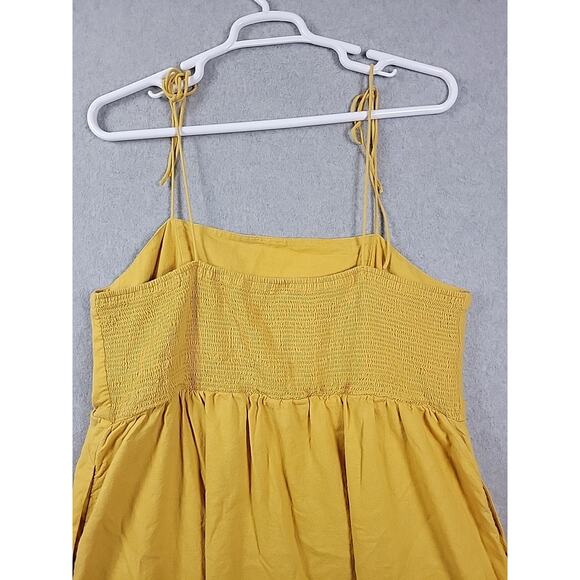 Old Navy Linen Blend Yellow Fit & Flare Tie Strap Tunic Top Mini Dress Plus XXL - Picture 7 of 11